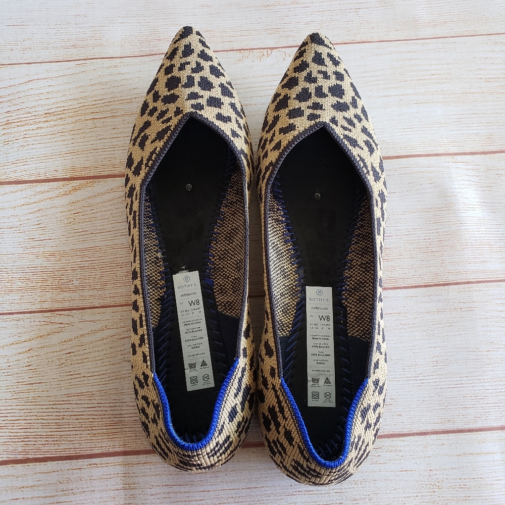Rare! Rothy's The Point Ballet Flats Leopard Shoes - Picture 11 of 15